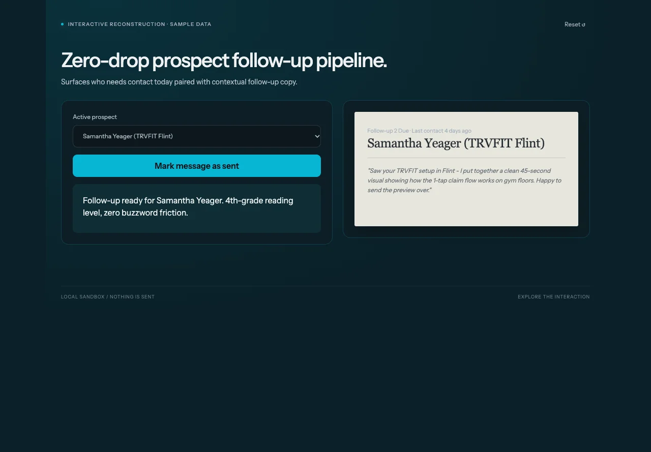 Agency Follow-Up OS - interactive reconstruction preview