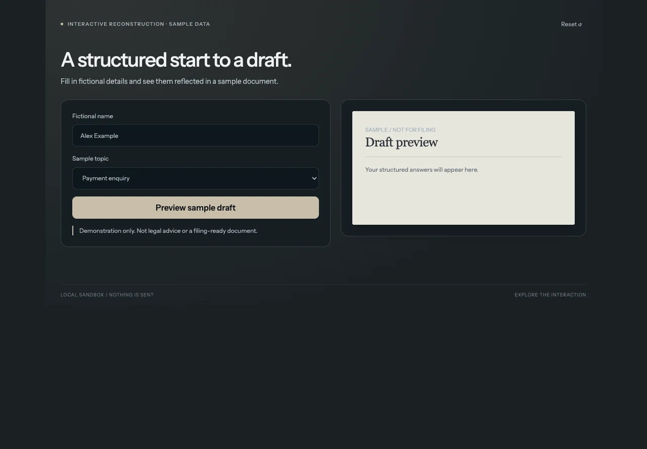 Hisaab — interactive reconstruction preview