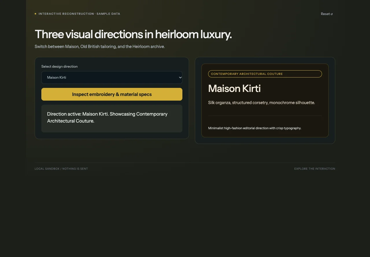 Kirti Couture - interactive reconstruction preview