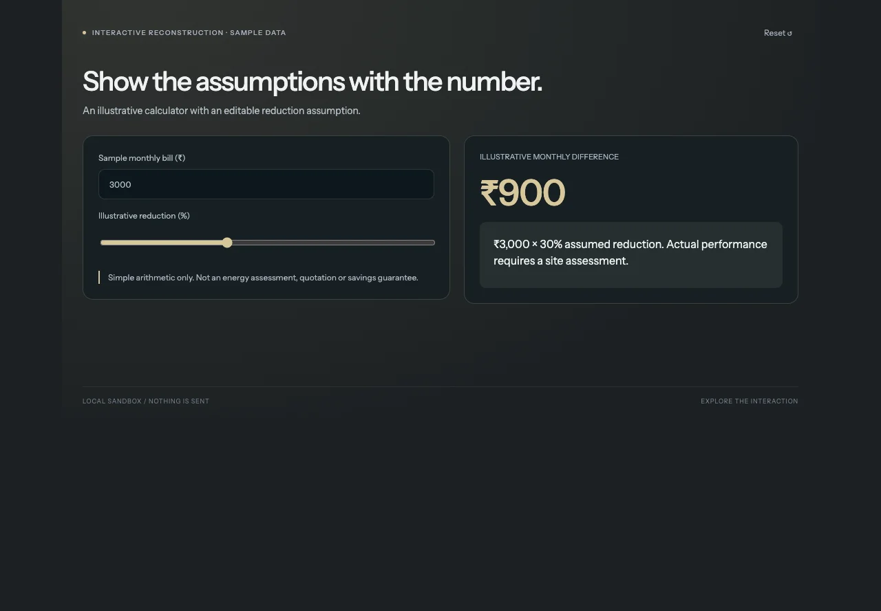 Solar Solutions — interactive reconstruction preview