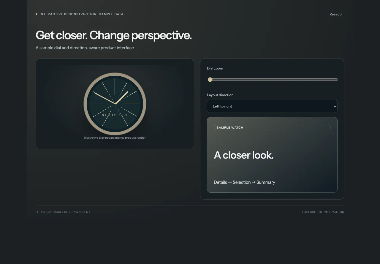 Xalt Watches — interactive reconstruction preview