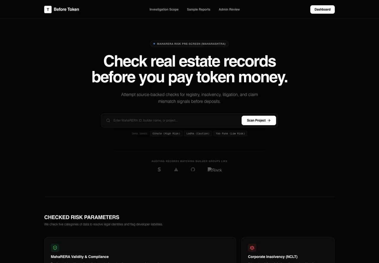Before Token — public project screenshot